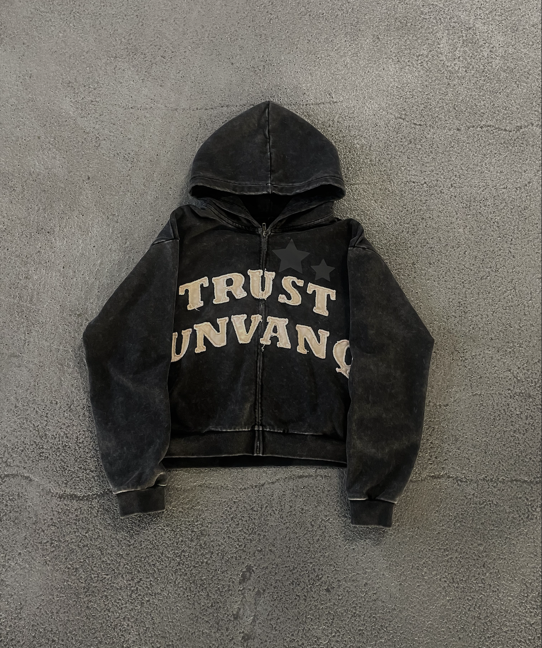 Black "Trust Unvanq" Zip Up