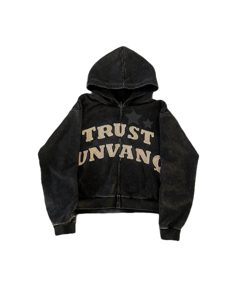 Black "Trust Unvanq" Zip-Up
